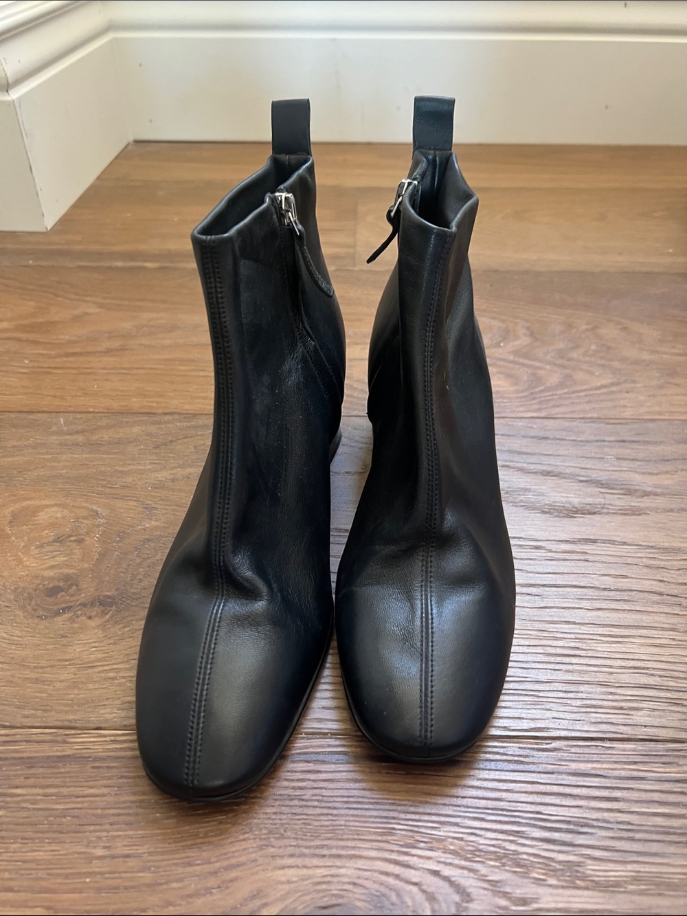 Everlane Black Leather Zip Ankle Boots